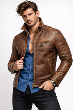Talon Ridge Distressed Brown Leather Jacket