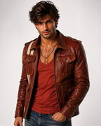 Burnt Saddle Cognac Brown Leather Café Racer Jacket