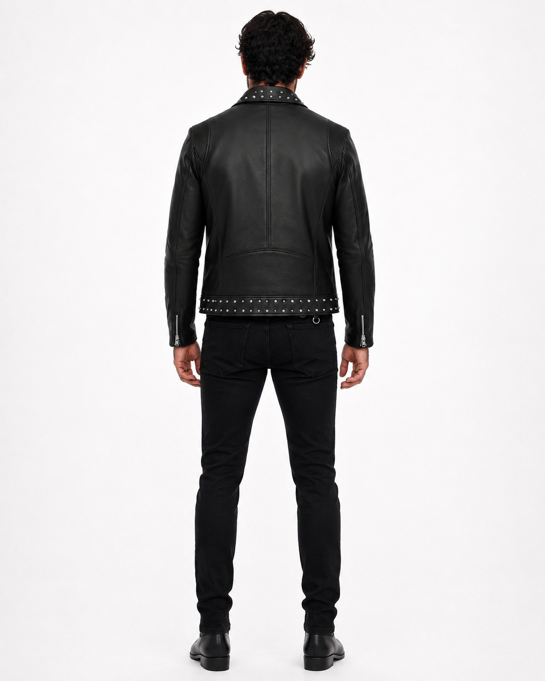 Midnight Rebel Black Leather Biker Jacket