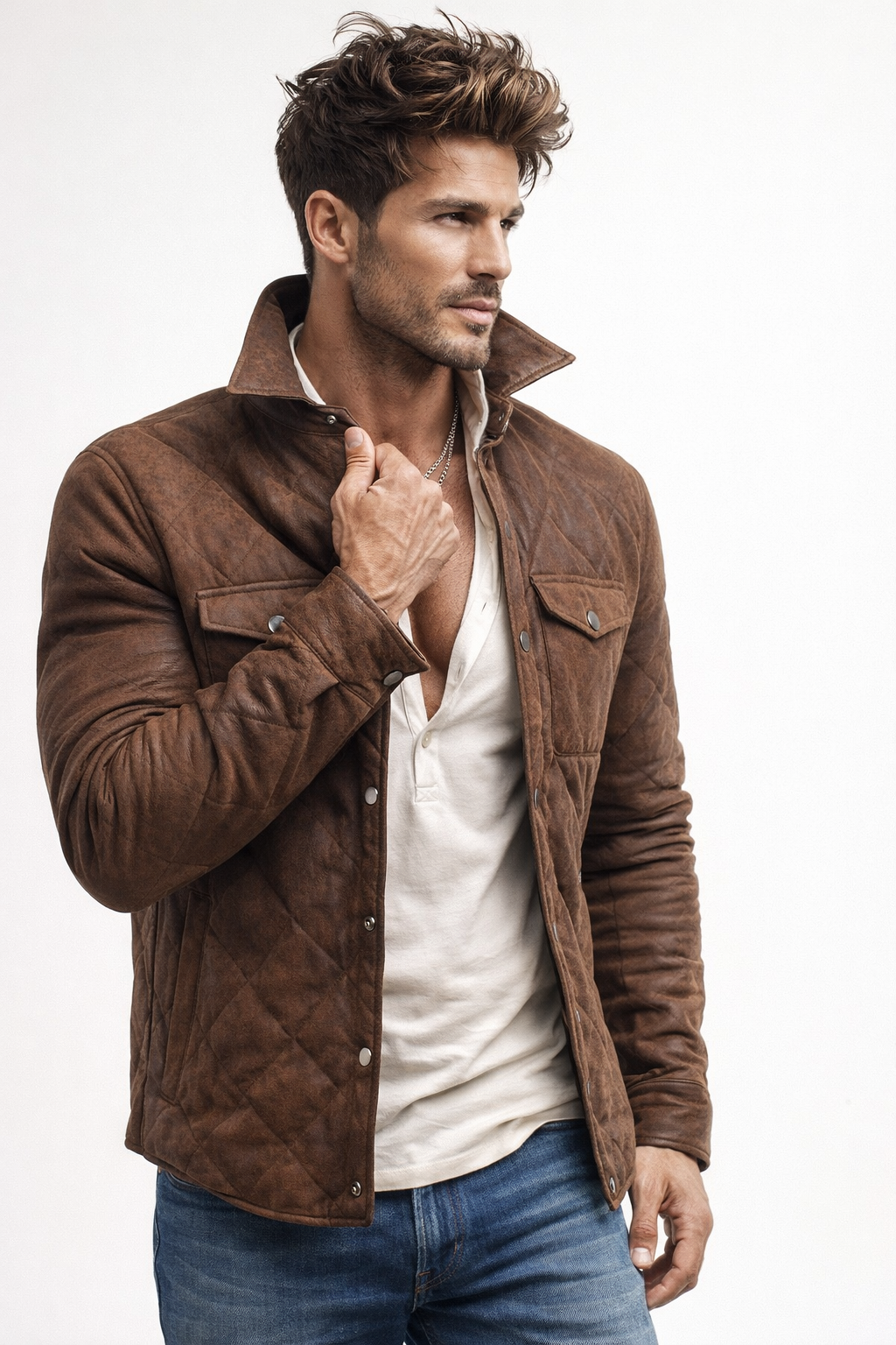Monarch Winter Quilted Brown Leather Jacket