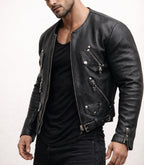 Vero Black Cropped Biker Leather Jacket