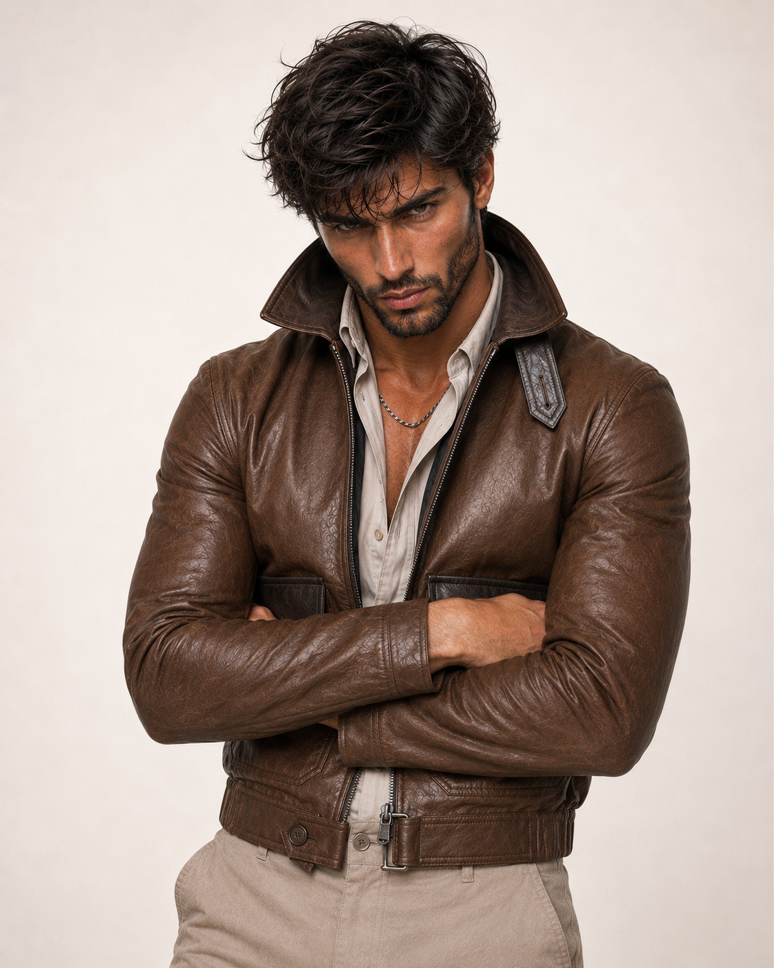 Ashborne Brown Leather Bomber Jacket