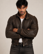 Brown Distressed Sheep Leather Bomber Jacket – Brunnero