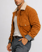 Highland Commander Rust Brown Suede Shearling Bomber Jacket