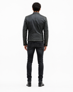Distressed Green Sheep Leather Biker Jacket