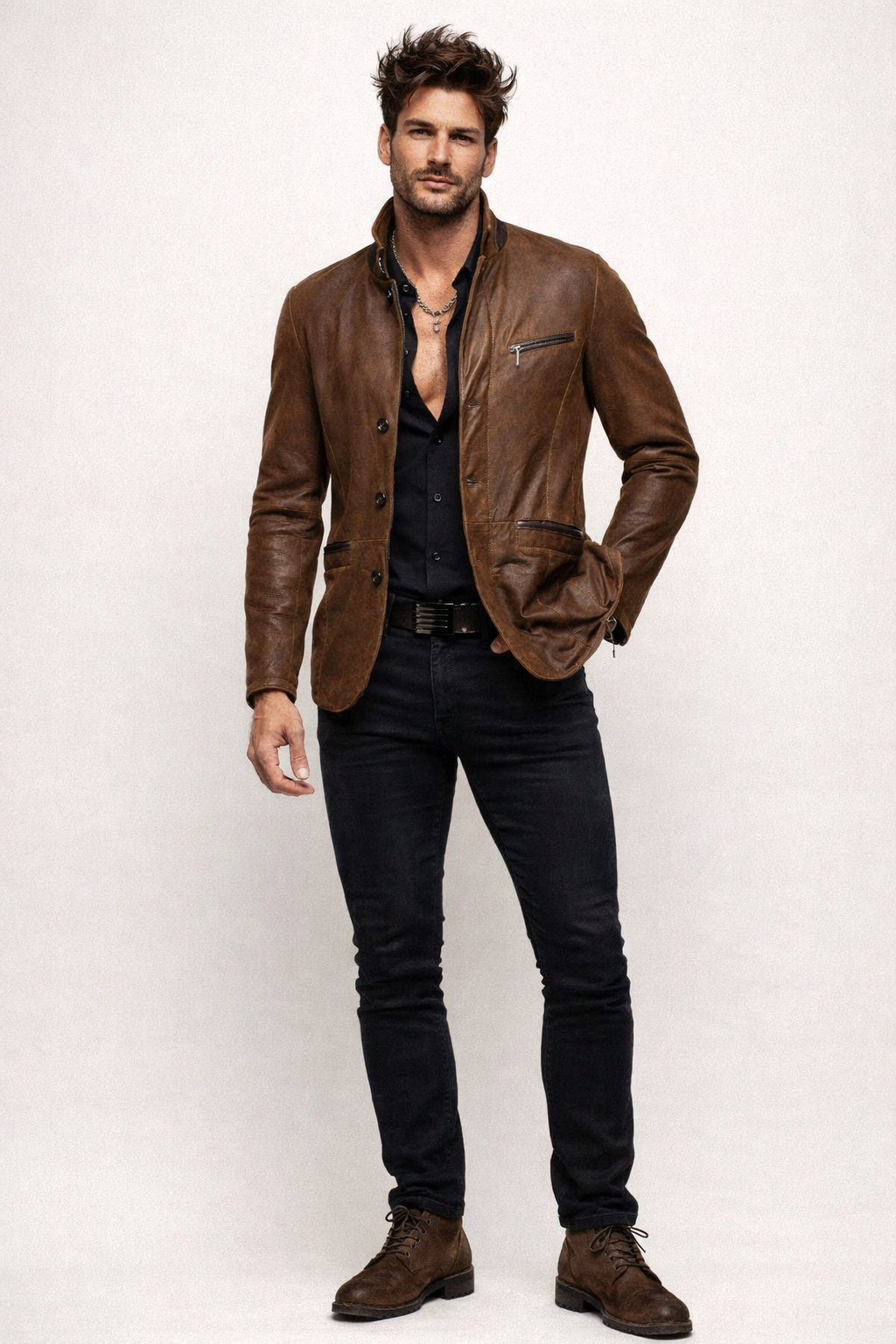 Roma Heritage Brown Leather Jacket