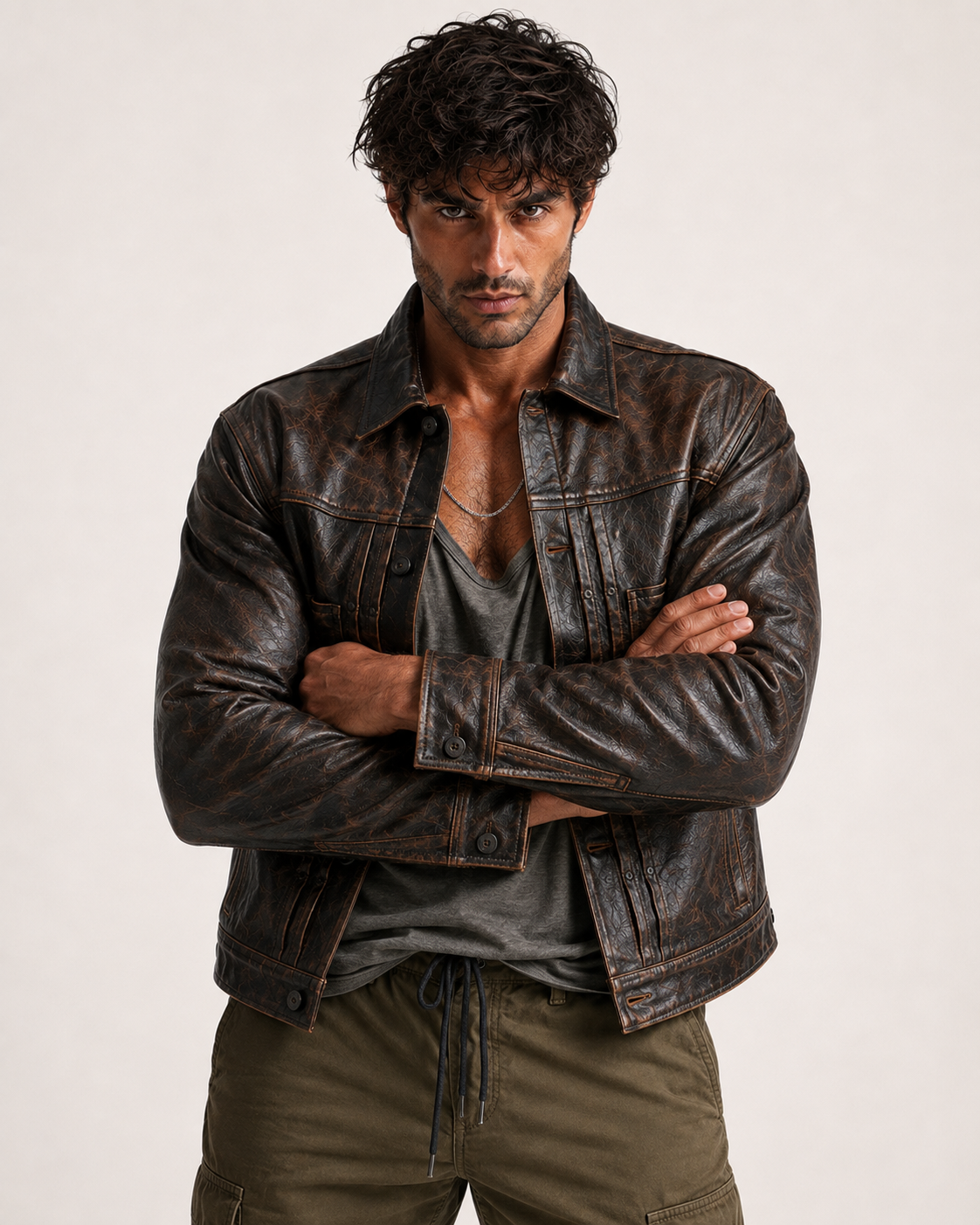 Ashmoor Brown Leather Trucker Jacket