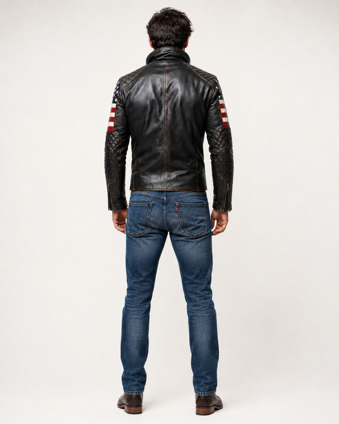 Distressed Charcoal Black Sheep Leather Moto Jacket | Daaran – sleeve and cuff detail