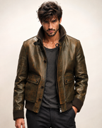 Vintage Brown Leather Bomber Jacket – Daaran Ravvion