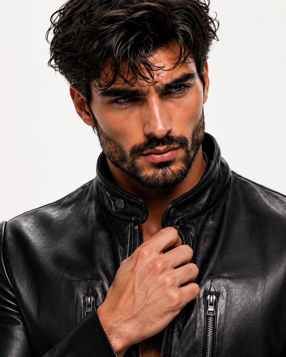 Carbon Axis Black Leather Biker Jacket