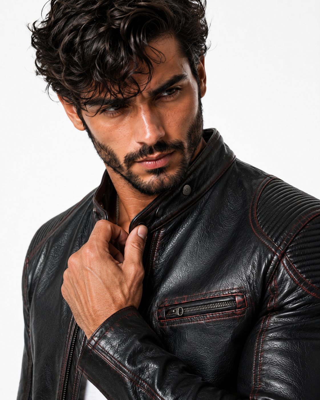 Shadow Blaze Black Leather Biker Jacket