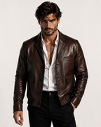 Brown Sheep Leather Bomber Jacket – Havaro by Daaran