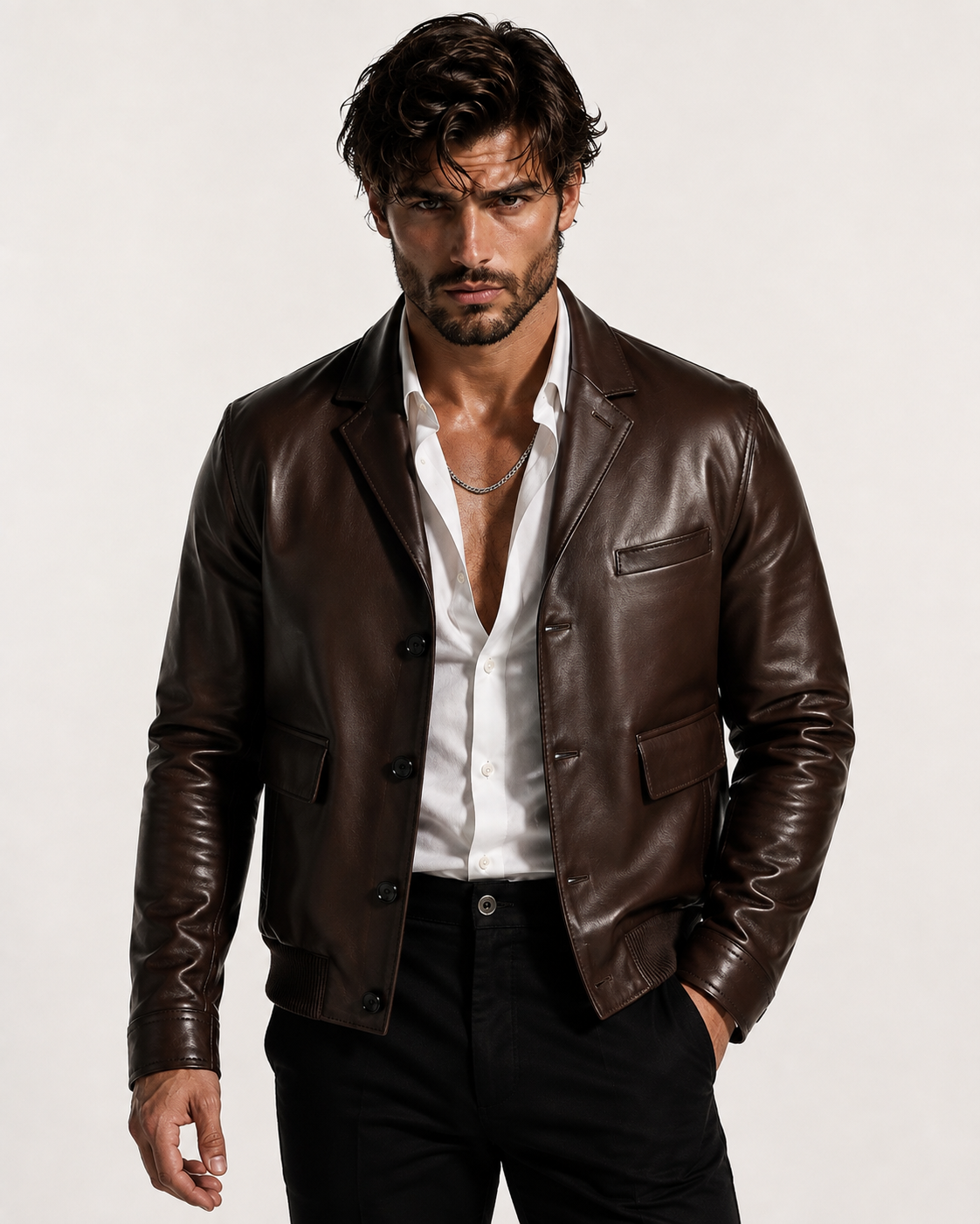 Brown Sheep Leather Bomber Jacket – Havaro by Daaran