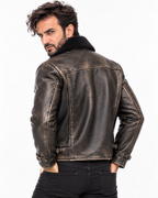 Black Sheep Leather Shearling Collar Jacket – KOVAR