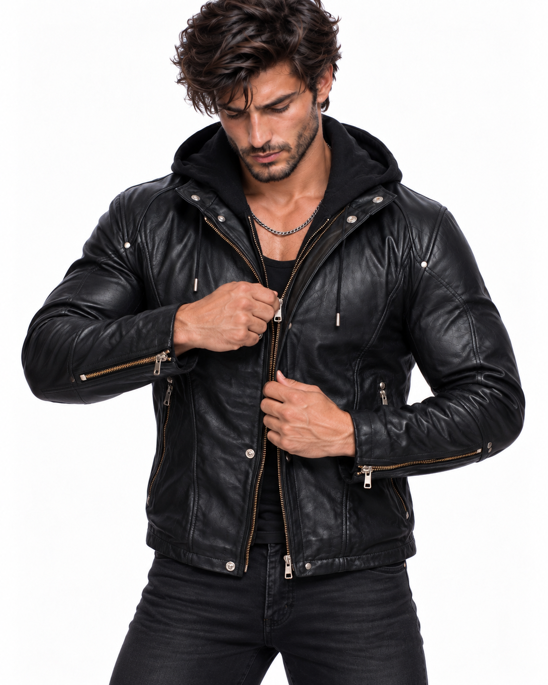 Midnight Rider Black Leather Moto Jacket