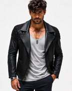Raven Black Leather Biker Jacket