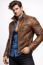 Talon Ridge Distressed Brown Leather Jacket