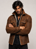 RustRidge Distressed Brown Suede Leather Jacket