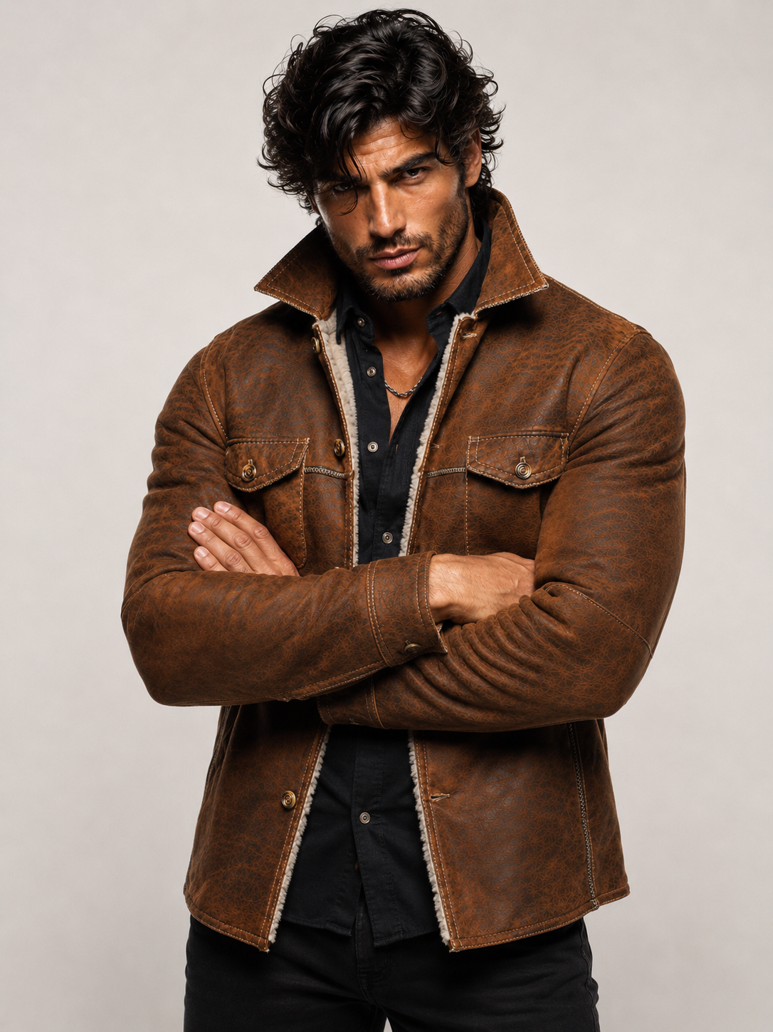RustRidge Distressed Brown Suede Leather Jacket