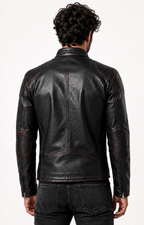 Shadow Blaze Black Leather Biker Jacket