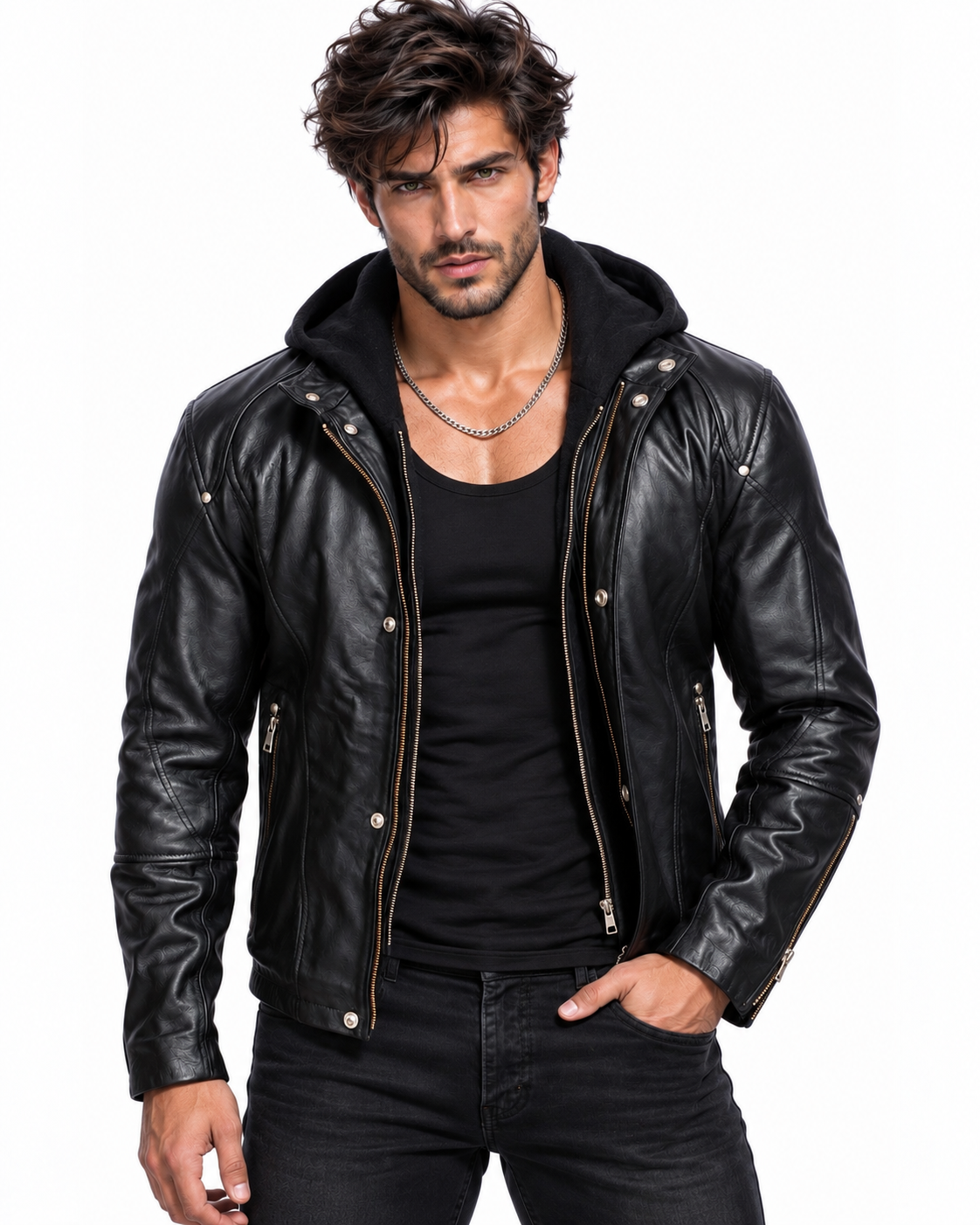 Midnight Rider Black Leather Moto Jacket