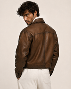 Urban Ember Brown Leather Bomber Jacket