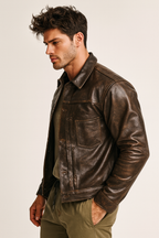 Ashmoor Brown Leather Trucker Jacket