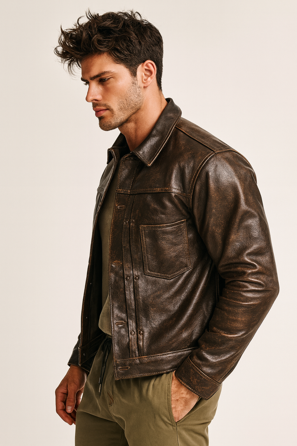 Ashmoor Brown Leather Trucker Jacket
