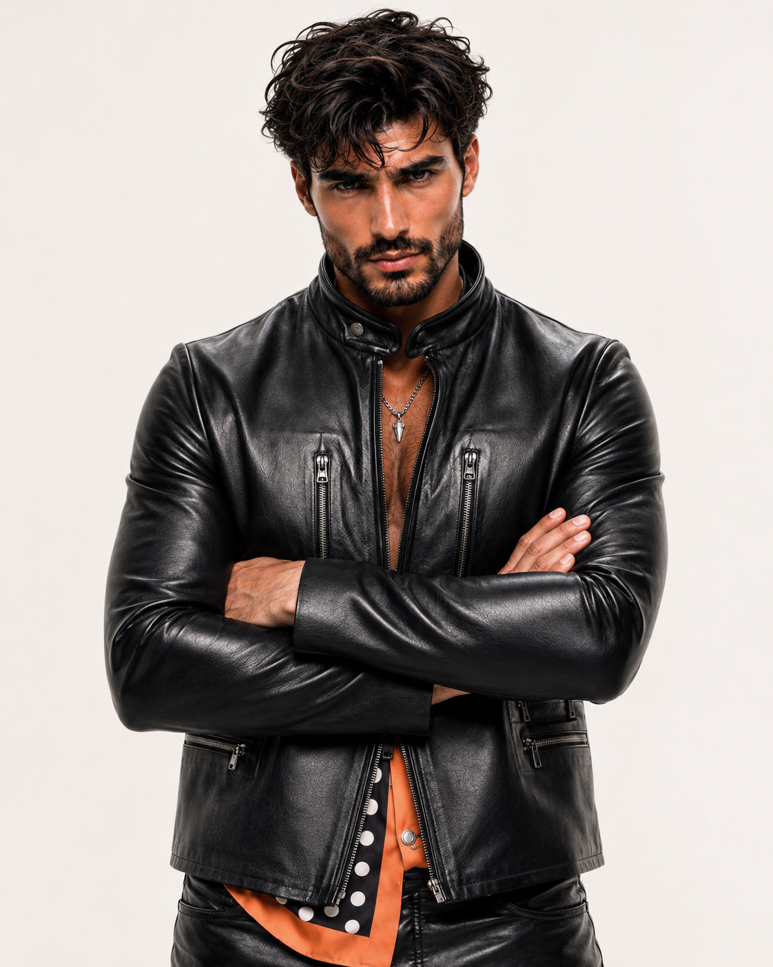 Carbon Axis Black Leather Biker Jacket