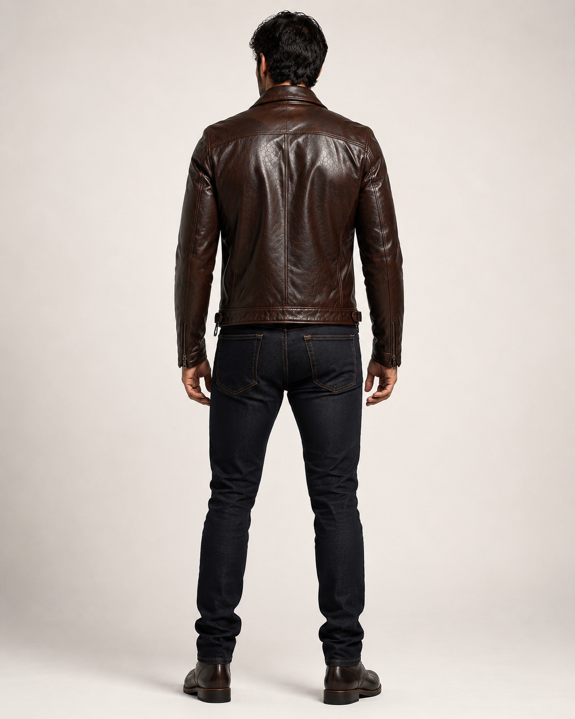 Vintage Cognac Sheep Leather Moto Jacket