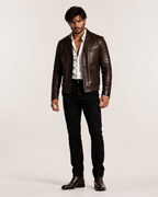 Brown Sheep Leather Bomber Jacket – Havaro by Daaran