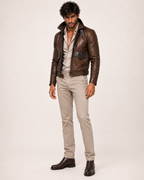 Ashborne Brown Leather Bomber Jacket