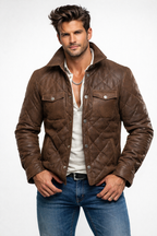 Monarch Winter Quilted Brown Leather Jacket