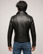 Noir Venom Black Leather Biker Jacket | Daaran – sleeve and cuff detail