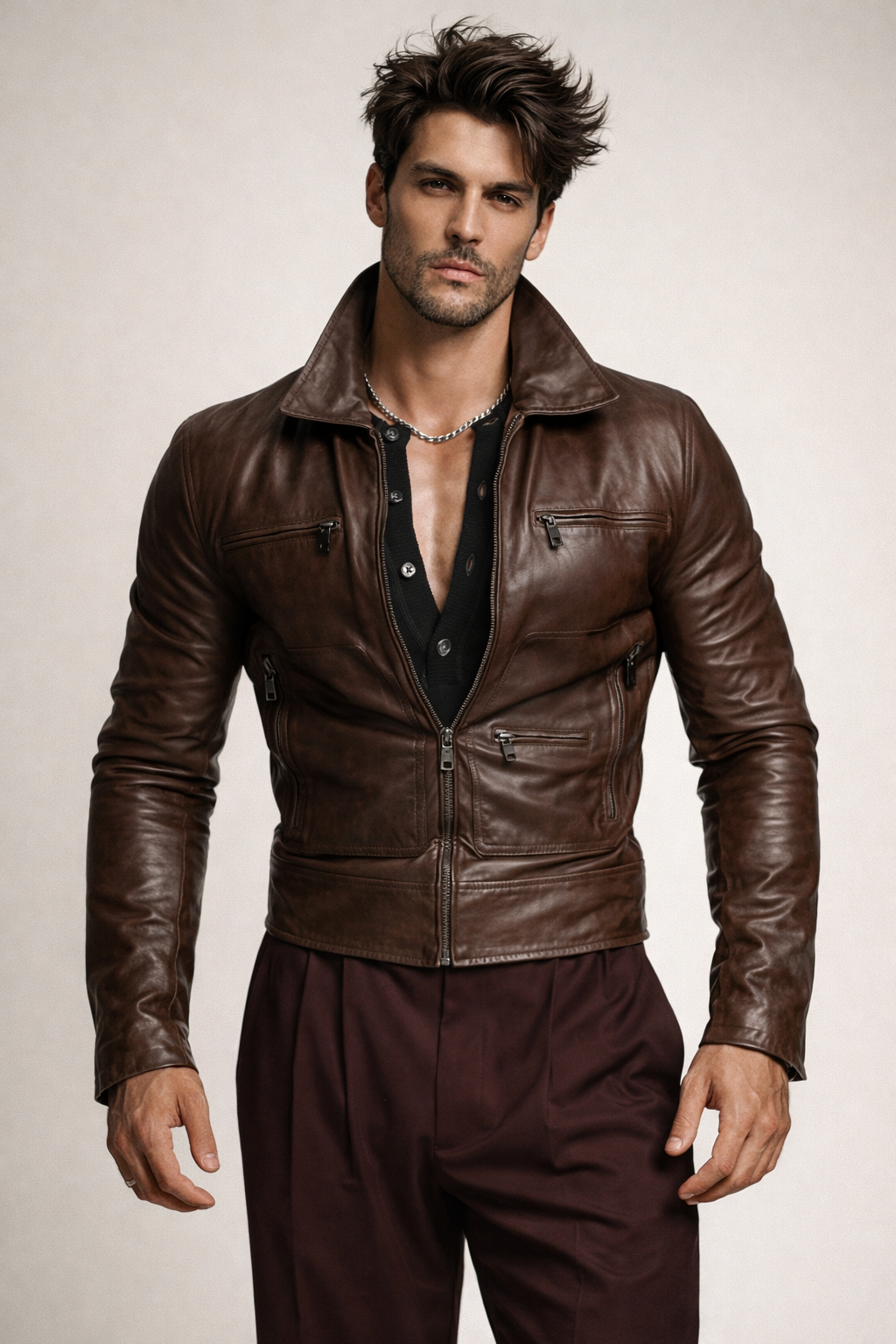Varyn Leather Jacket – Men’s Slim Fit Moto Jacket