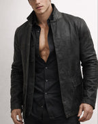 Vault Black Suede Leather Jacket for Men