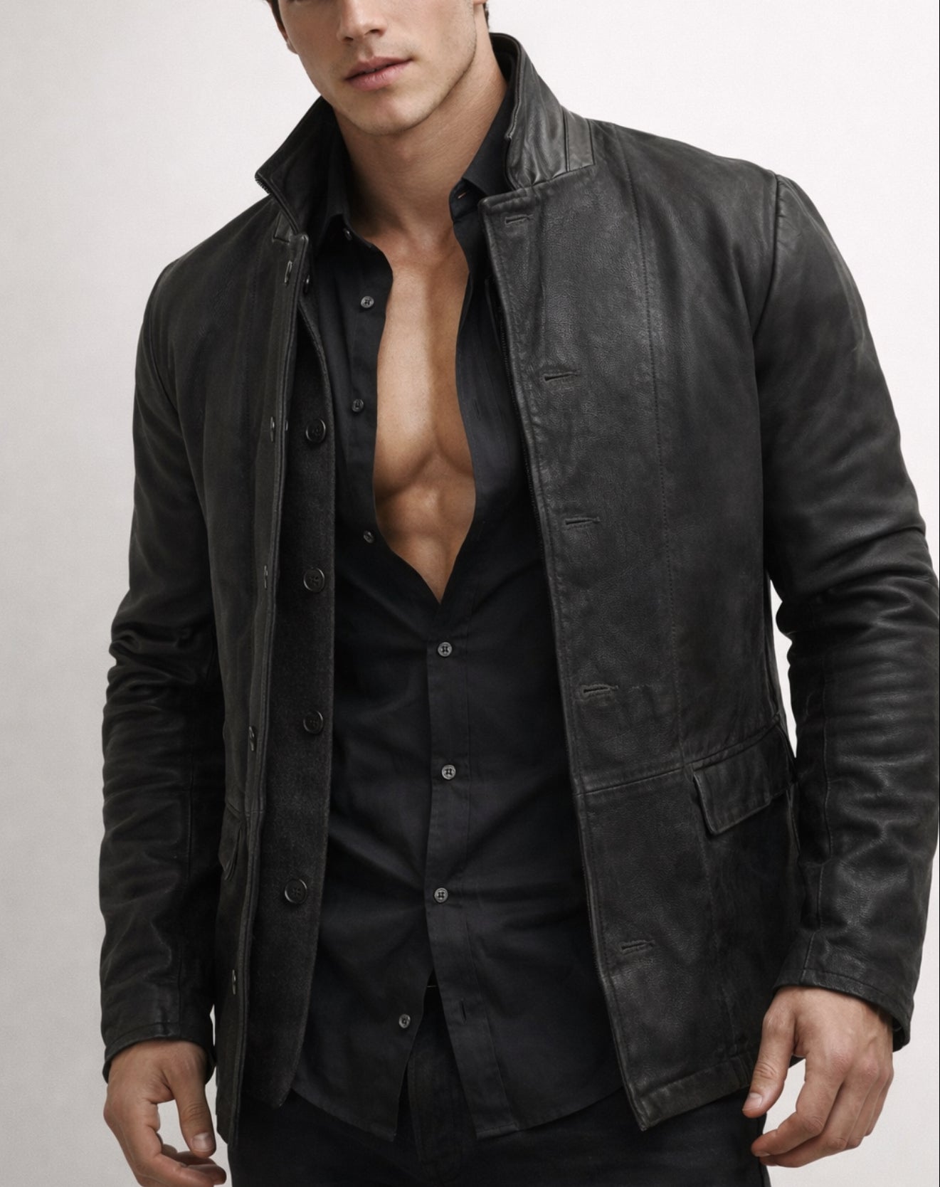 Vault Black Suede Leather Jacket for Men