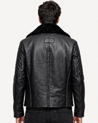 Obsidian Reign Black Leather Shearling Jacket