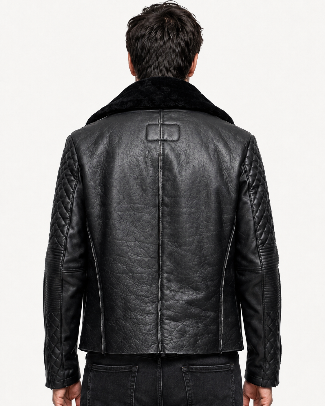 Obsidian Reign Black Leather Shearling Jacket