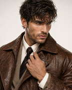 Oversized Brown Sheep Leather Aviator Blouson Jacket