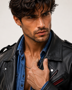 Redline Phantom Black Leather Biker Jacket