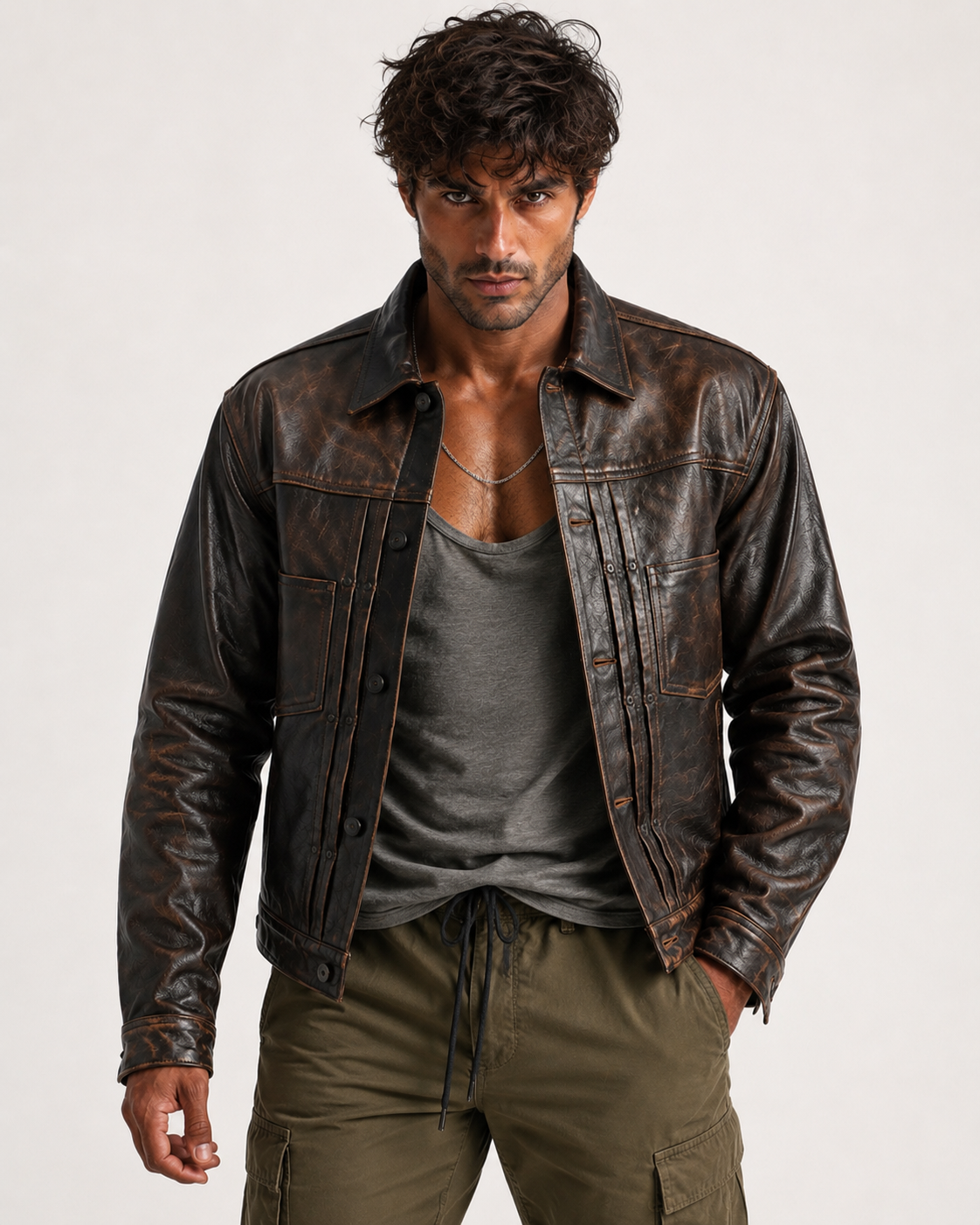 Ashmoor Brown Leather Trucker Jacket