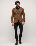 Caramel Brown Suede Blazer - Men's Tailored Sport Coat