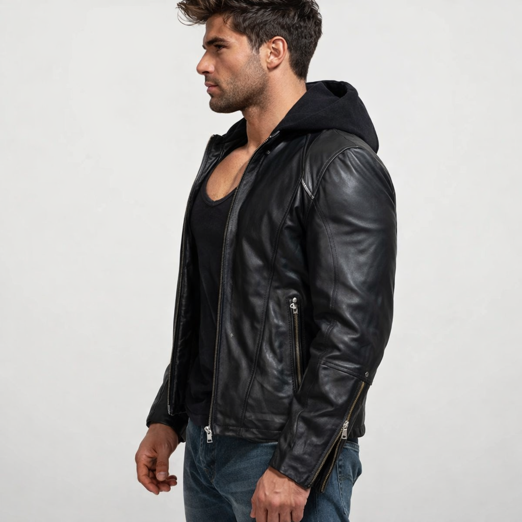 Midnight Rider Black Leather Moto Jacket