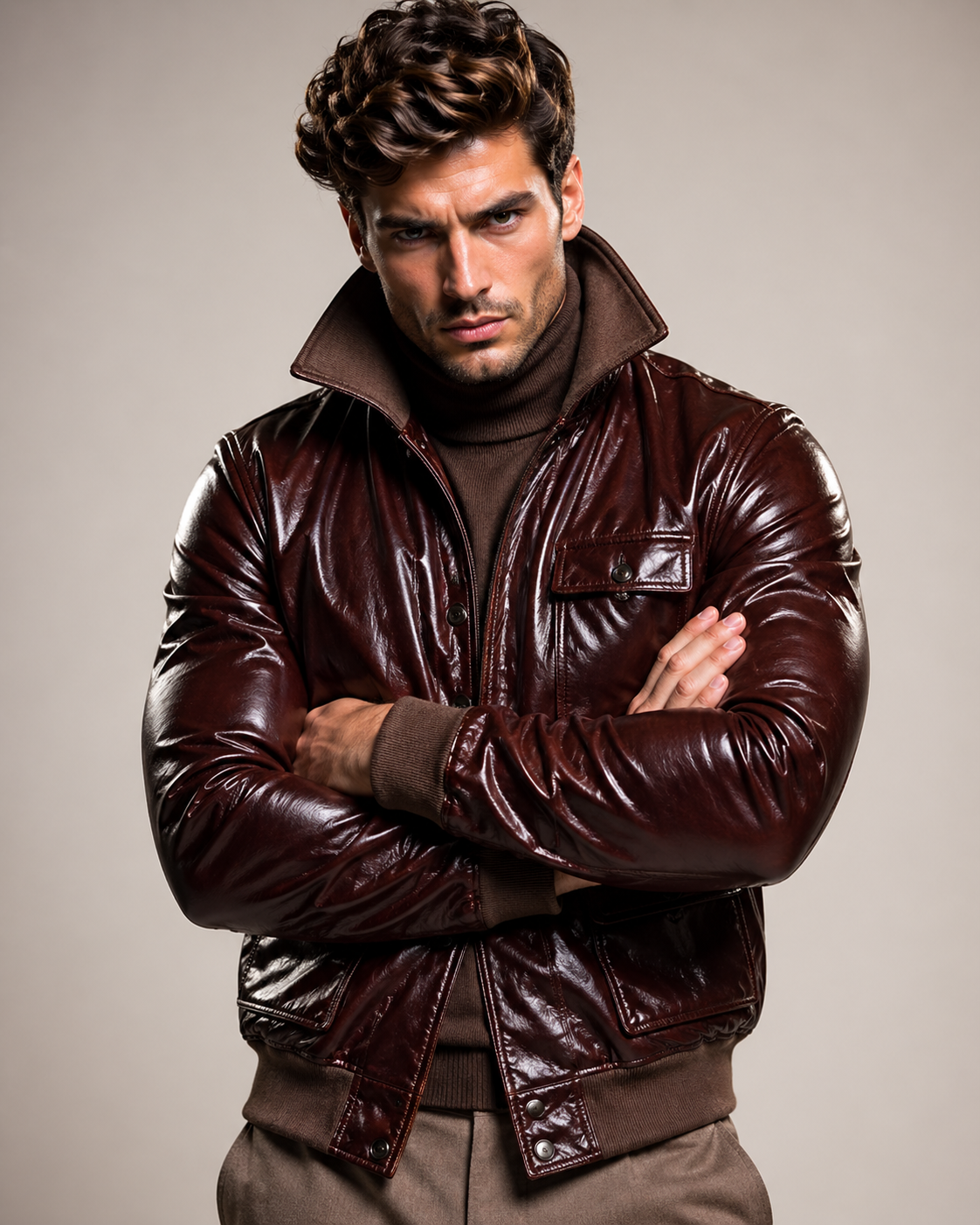 Dark Brown Sheepskin Leather Jacket Sable by Daaran