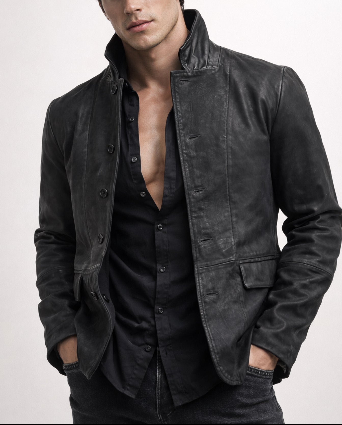 Vault Black Suede Leather Jacket for Men