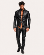 Carbon Axis Black Leather Biker Jacket