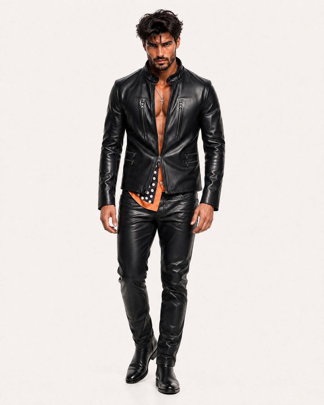 Carbon Axis Black Leather Biker Jacket