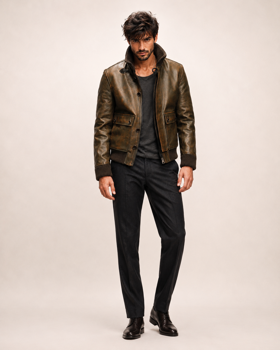 Vintage Brown Leather Bomber Jacket – Daaran Ravvion