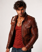 Burnt Saddle Cognac Brown Leather Café Racer Jacket